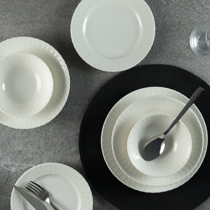 Hermia SafirKrem Juego de Cena de Porcelana 24 Piezas Blanco